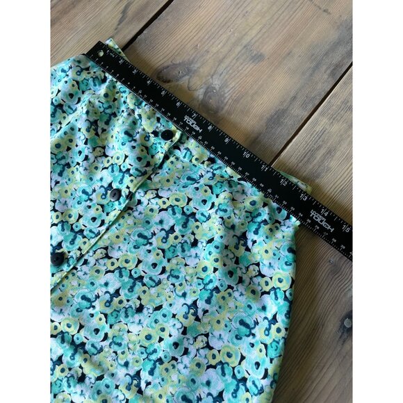 Christopher & Banks Petite A-Line Skirt  Womens 4P Green Floral Button Up - Picture 6 of 7